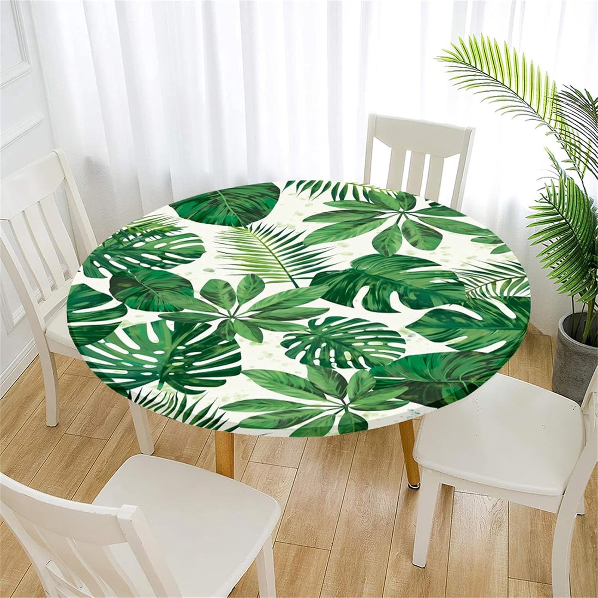 Rond Tafelkleed - Beschermhoes - Tafel Beschermen - Elastische Rand - 110 cm - Monstera