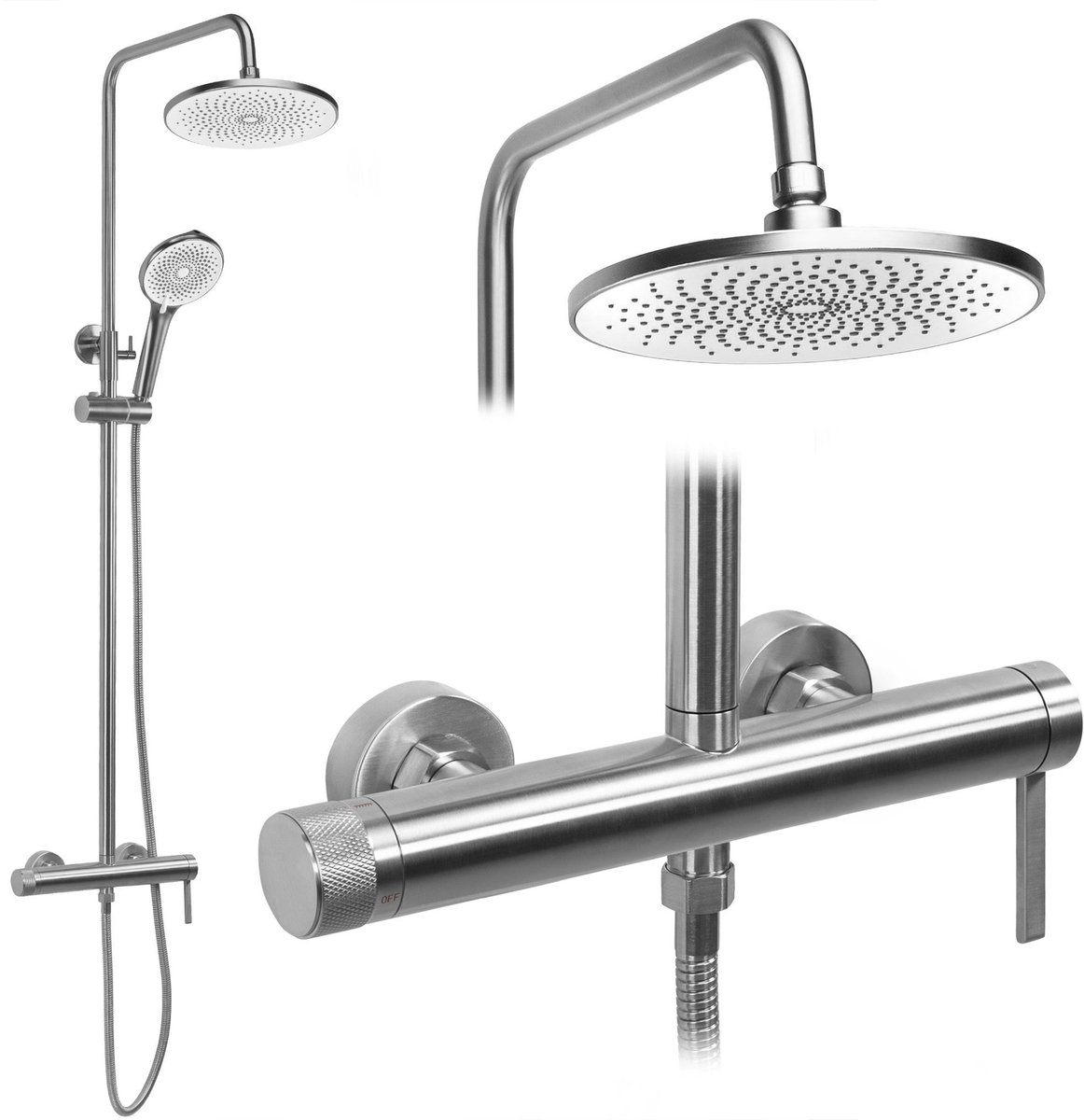 Rea - Rivo - Doucheset - Geborsteld Staal Js-7028N - 33X29,5X126,5Cm