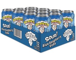Warheads Blue Raspberry Soda 12-pack – Zure Frisdrank Blikjes 355 ml – Amerikaanse Soda – Sour Candy Drink