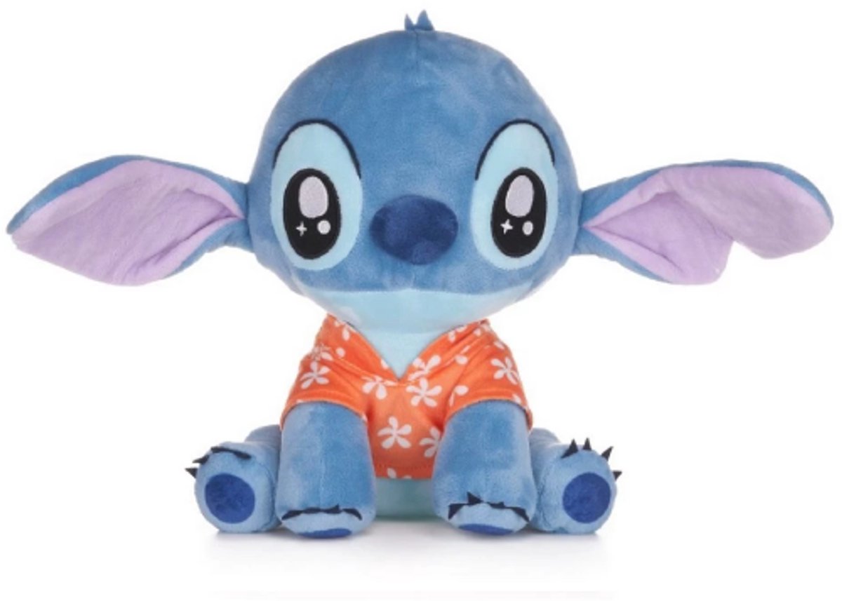 Stitch (Oranje Shirt) Disney Lilo & Stitch Pluche Knuffel 30 cm - Speelgoed Knuffels voor Kinderen Jongens Meisjes