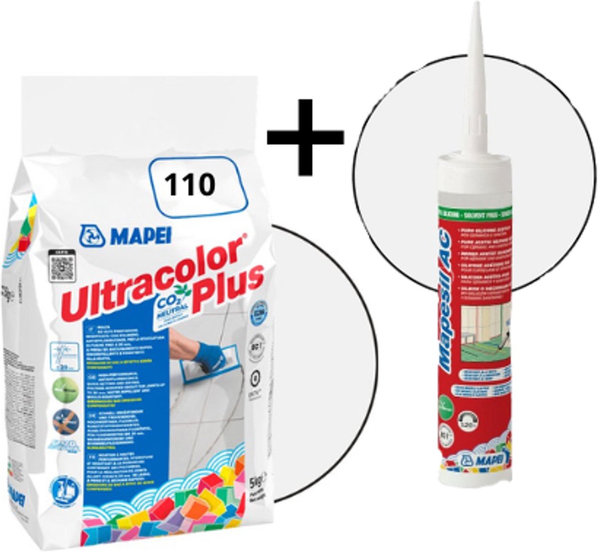 Combipakket Mapei Ultracolor Plus kleurcode 110 + siliconen kit kleurcode 110