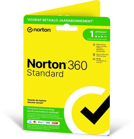 Norton 360 Standard- 1 Gebruiker - 1 Apparaat - 1 Jaar - 10GB - Windows/MAC Download