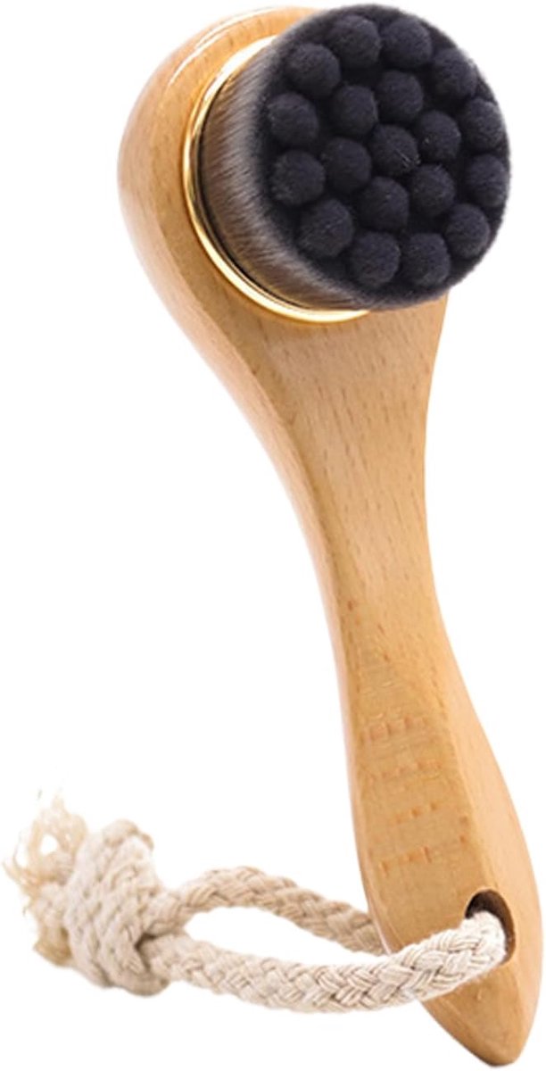 Gezichtsborstel Natuurlijk - Exfoliërende Borstel - Huid Reinigen - Houten Handvat Duurzaam - 16 x 5 x 5 cm