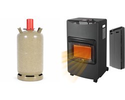 Gaskachels met gasfles - Gaskachel - Lege Gasfles - voor 10.5 kg - gasverwarming - gaskachel mobiel - 4.2 KW - met kantelbeveiliging - ODS en wieltjes - (met Lege Gasfles)