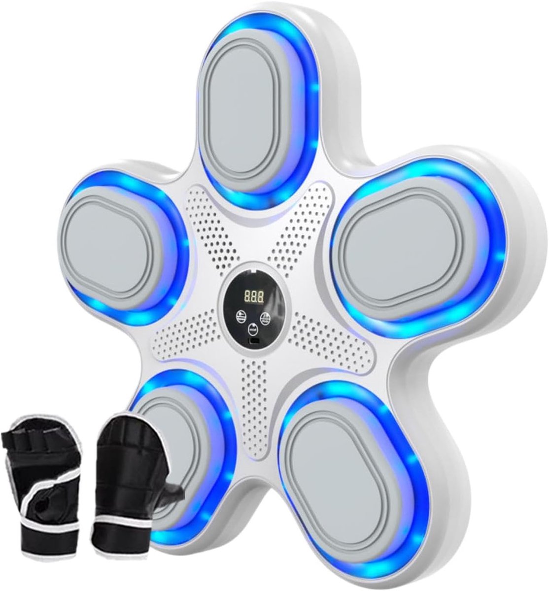 Muziek Boksmachine - Wand Bokstrainer - Thuis Sporten - Dynamische LED Verlichting - 39.6 x 38.3 cm - Wit