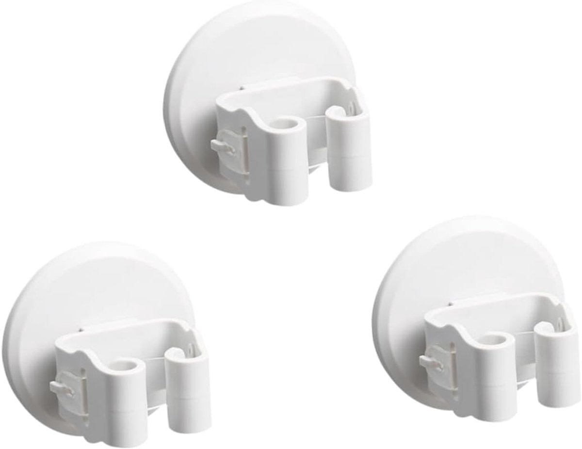 Bezemhouder Set - Dweil Klemmen - Ruimte Besparen - Zonder Boren - 7.5x7.5x6cm - Wit