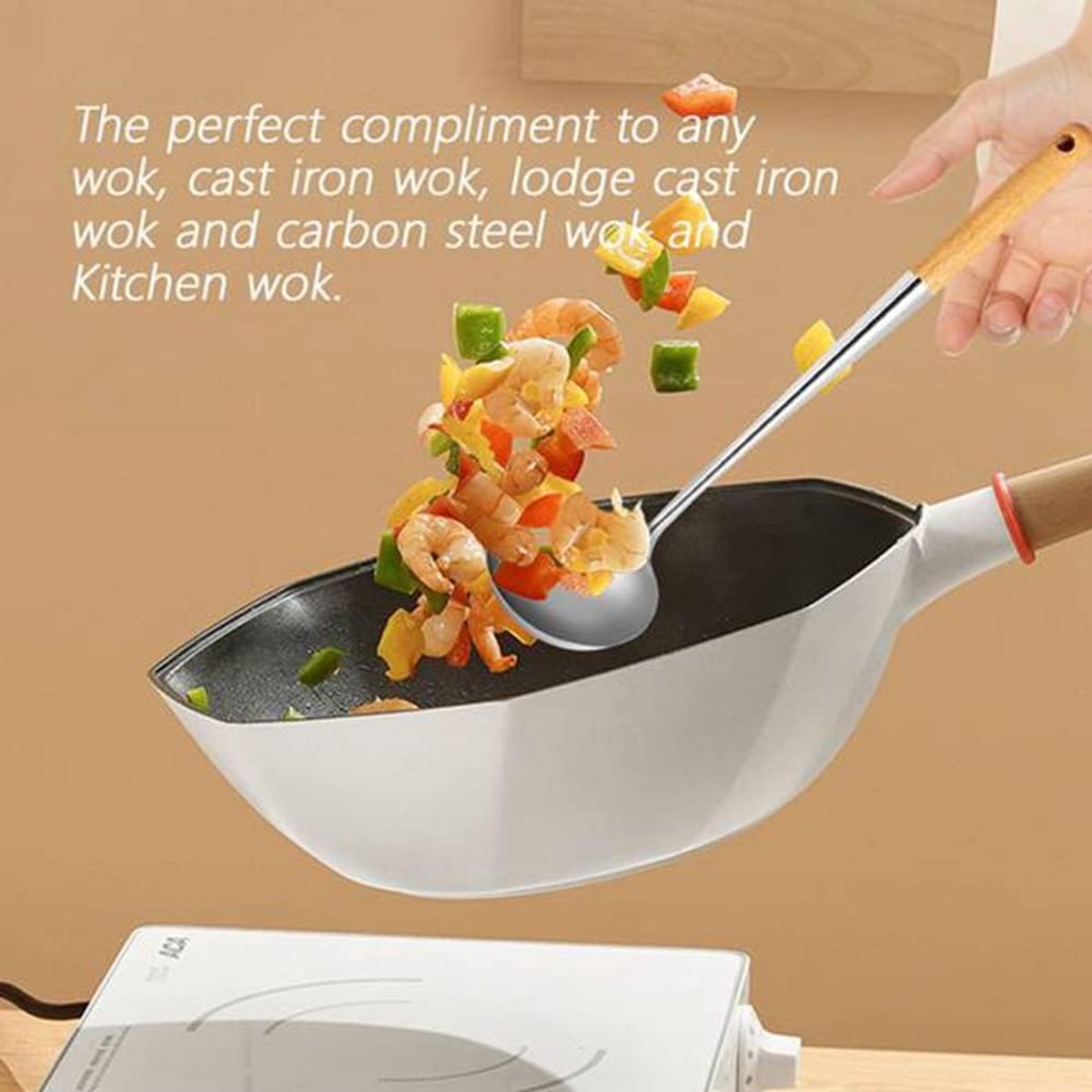 Wok Spatel - Keukengerei - Koken - Roestvrij Staal - 17 Inch Lengte - Zilver