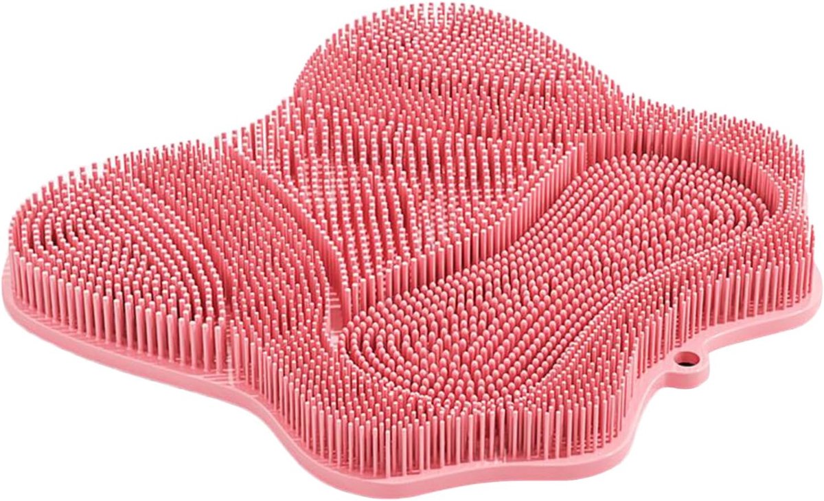 Douche Voet Scrubber - Voet Reiniger - Badkamer Wellness - Antislip Zuignappen - 30x28cm - Roze
