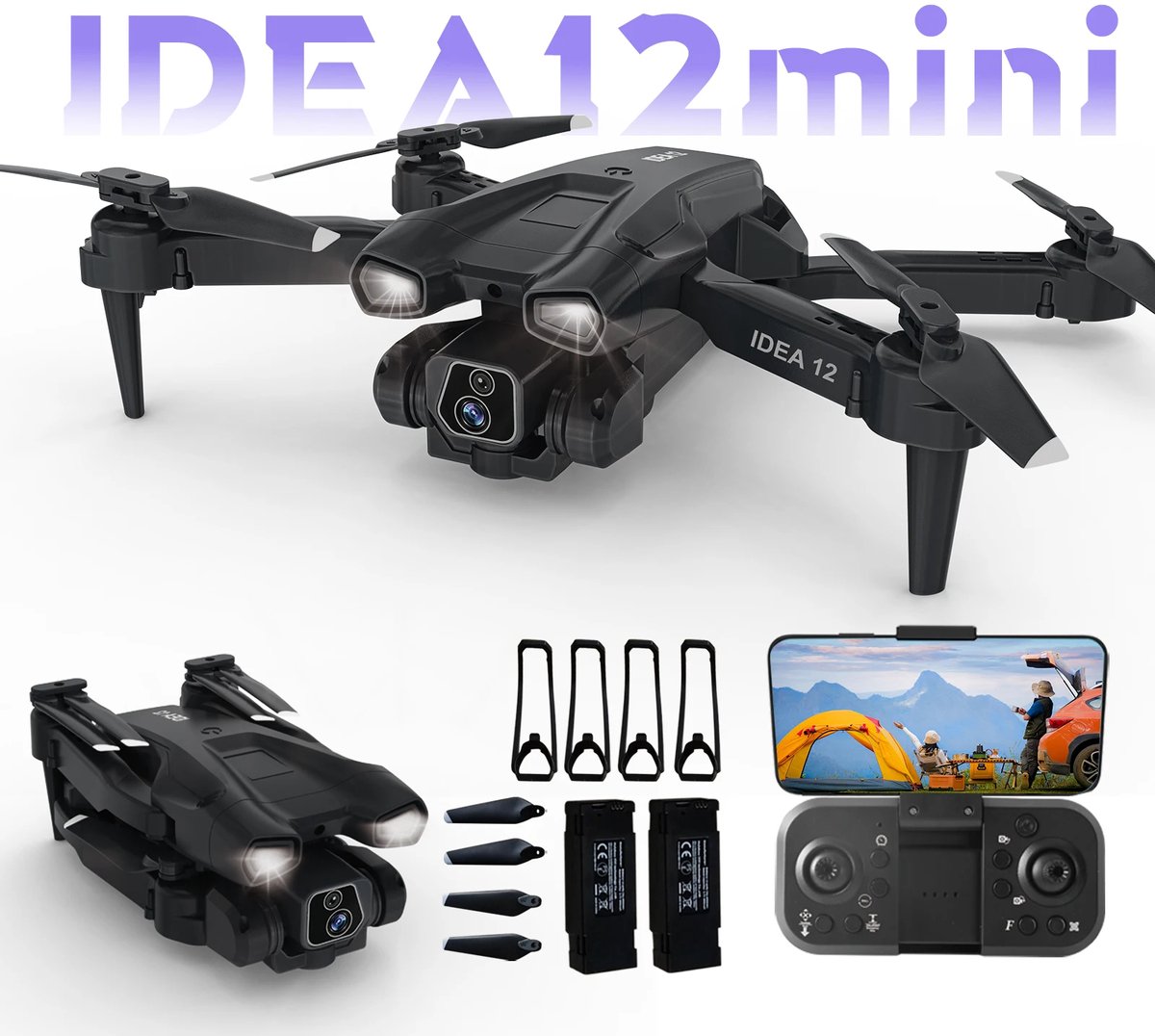 LeeuwenChoice® P07 Mini Pro Camera Drone - Opvouwbaar - 1080P HD Camera - Met LCD-scherm - Mini Quadcopter - Voor Beginners - Met Afstandbediening - Wifi - FPV - Met 2 Batterijen