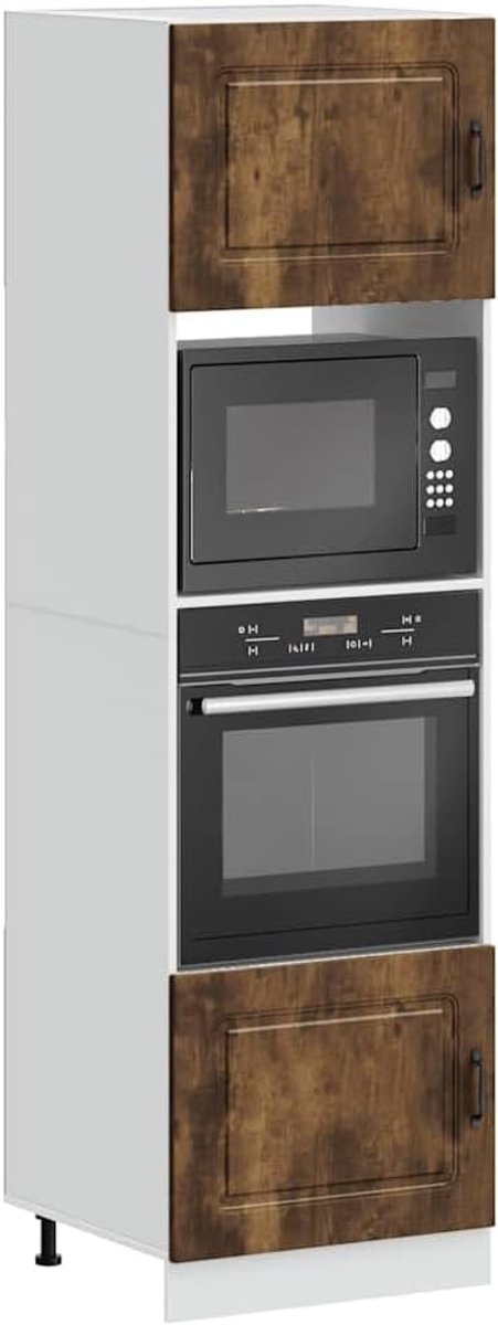 Ovenkast Keuken - Keukenkast Opslag - Keuken Organiseren - Verstelbare Poten - 60x57x207cm - Gerookt Eiken