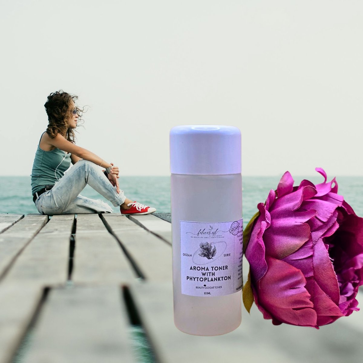 Handgemaakte biologische marine gezicht toner met phytoplankton - vanille - frangipani water 100ml