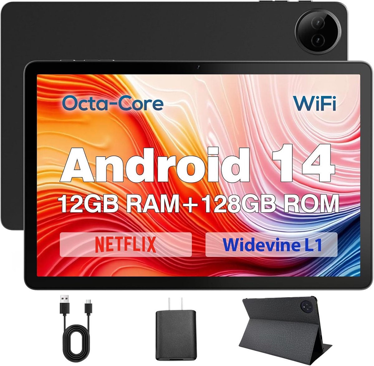 Android Tablet - 10 Inch Tablet - Dagelijks Gebruik - Octa-Core Processor - 12GB RAM 128GB ROM - Grijs