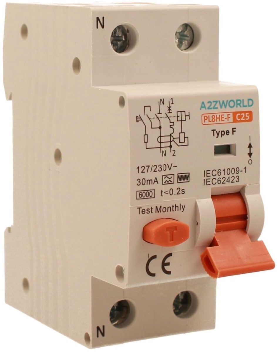 Magnetische Schakelaar - Differentiaalautomaat - Apparaten Beveiligen - Type F Bescherming - 2 DIN Modules