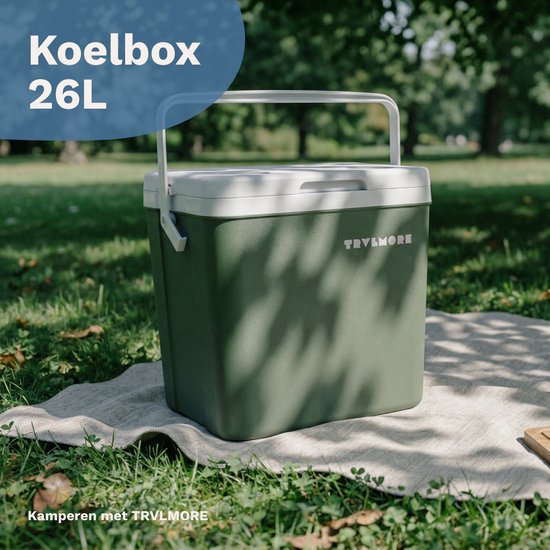 TRVLMORE Koelbox 26L - 65 Uur Koeling - Frigobox - Inclusief 2 Koelelementen - Groen van Merkloos — afbeelding 2