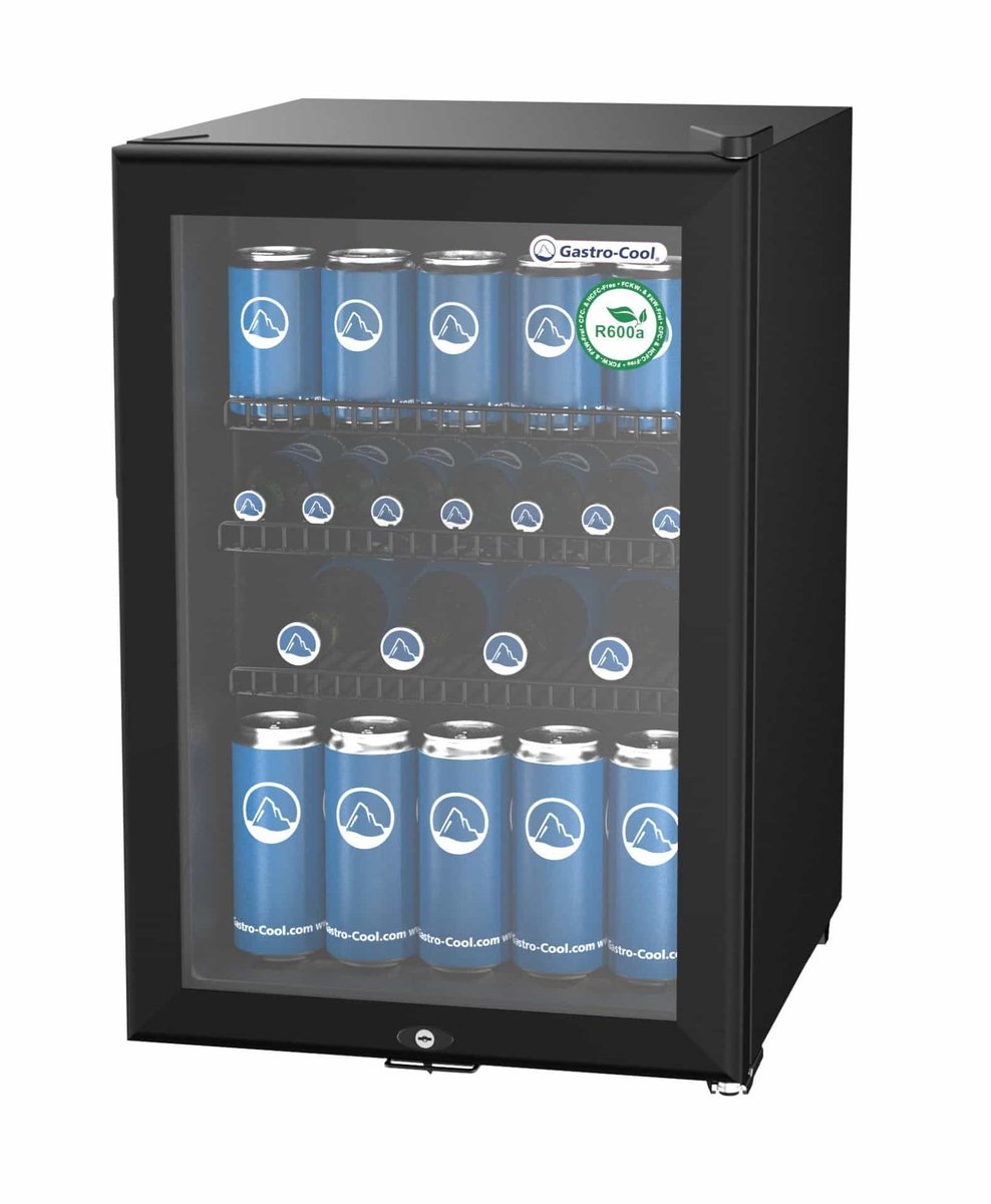 Gastro-Cool KW65 - Mini koelkast met glazen deur 62 Liter - Zwart/Zwart/Zwart 204101