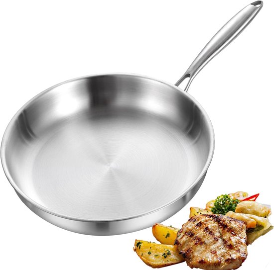 WellHome - Set van 3 koekenpannen ø20/22/24cm in roestvrij staal