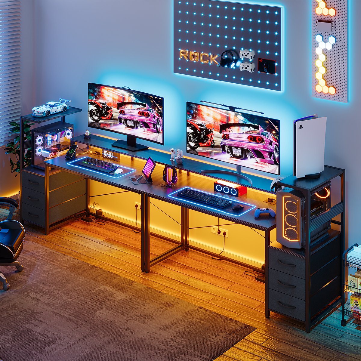 Gaming Gaming Bureau LED 150x115 cm - afbeelding 5