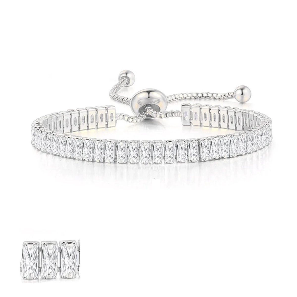 WiseGoods Premium Dames Tennis Armband - Sieraden Cadeau - Armbanden Vrouw - Armbandje - Armbandjes Verstelbaar Tot 26CM - Zilver