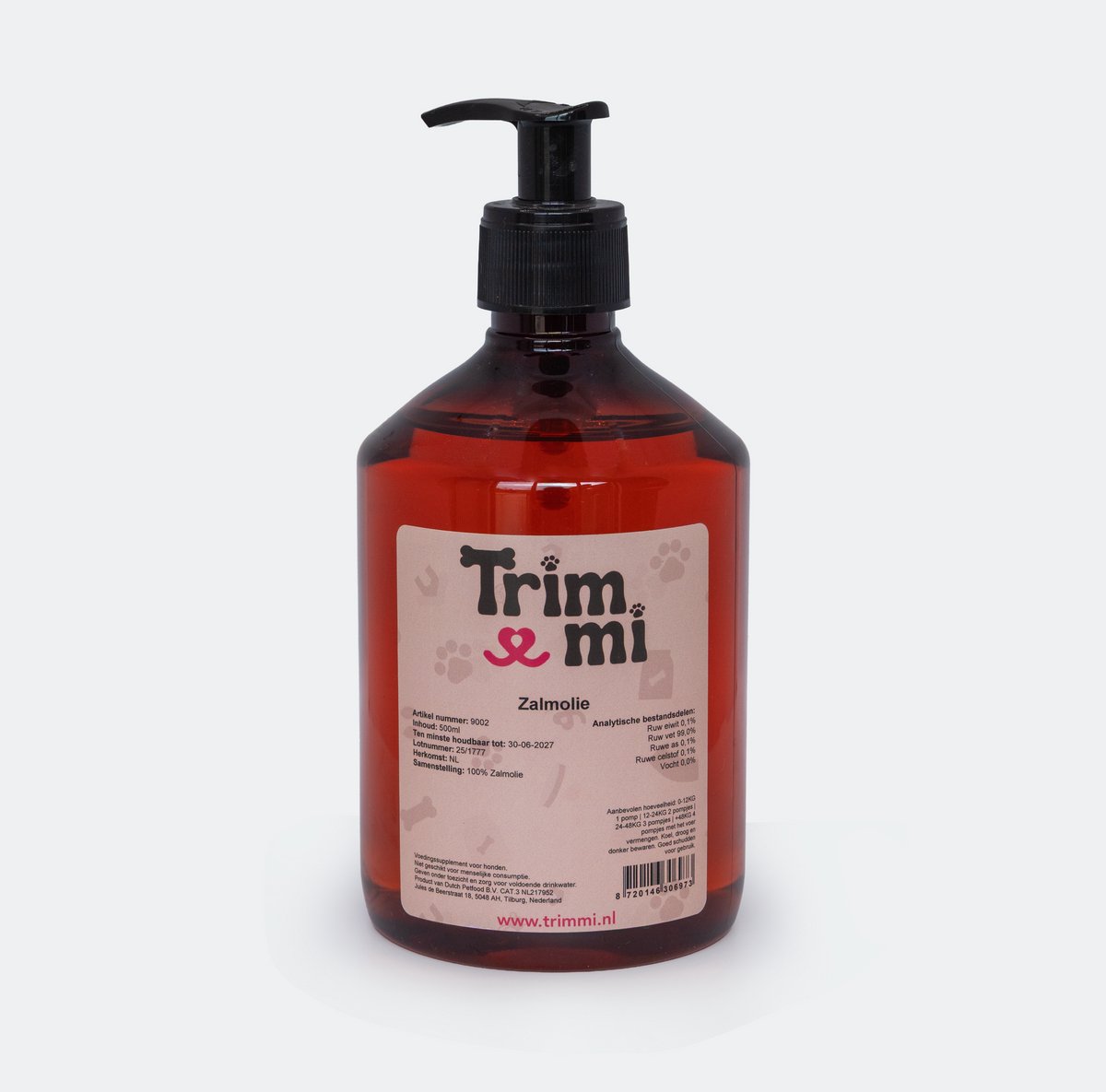 Trimmi zalmolie 500ML - Supplementen voor honden - Hondensnacks - Natuurlijke Hondensnacks - Hondenvoer & snacks - Honden snacks - Hondenspeelgoed - Hondensnacks gedroogd - Hond snack