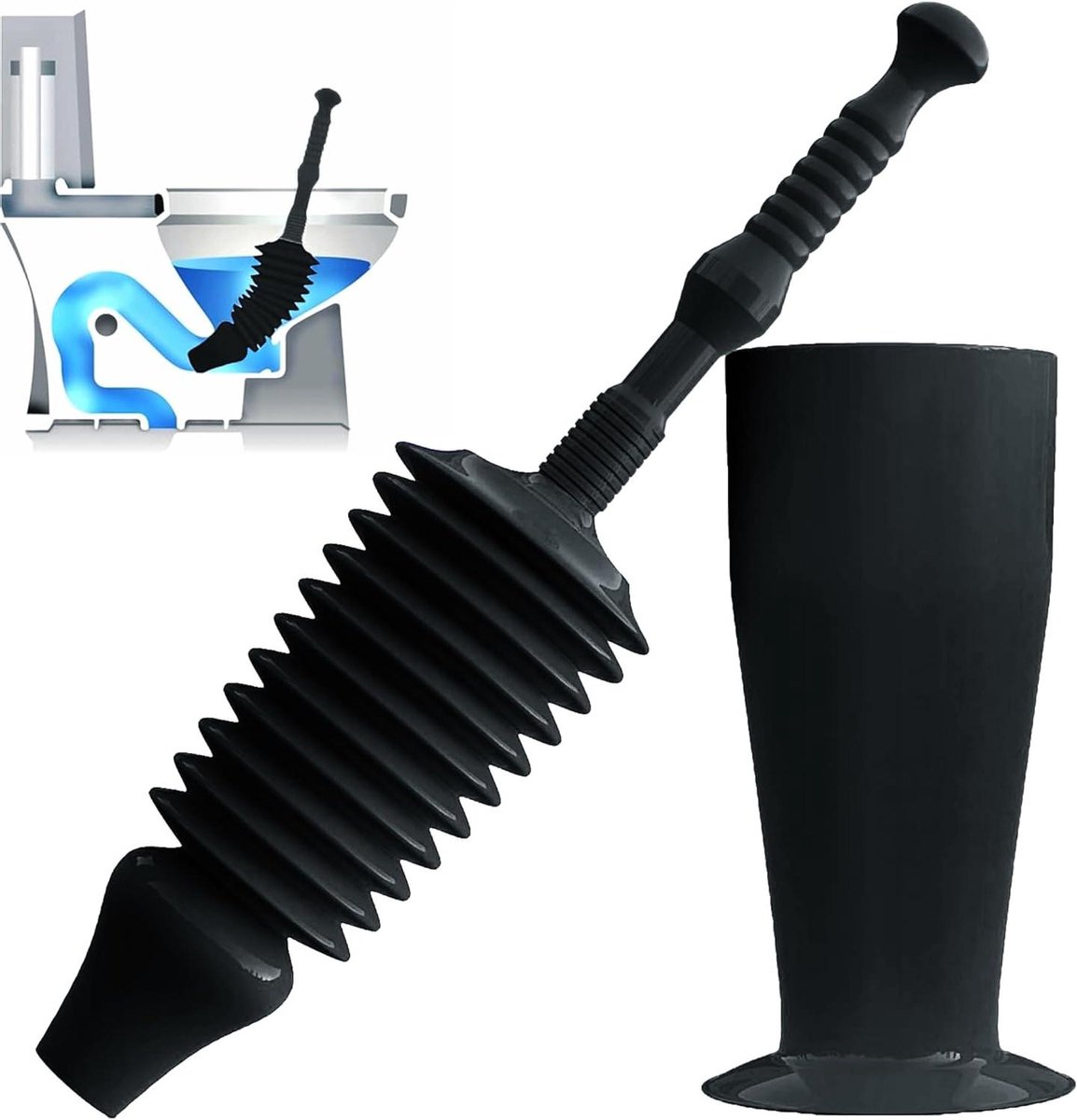 Allecto - Toiletontstopper - Ontstoppingsgereedschap - Universeel - Zwart - Verstopping Verwijderen - Toiletten - Geschikt voor Alle Types - Luigi's Beste Gereedschap voor Ontstopping