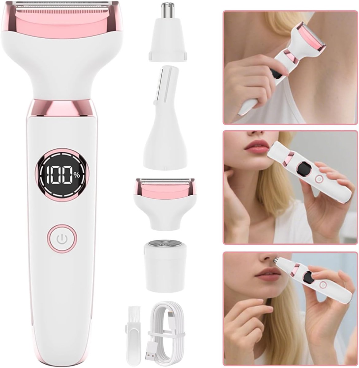 Ontharingsapparaat - Draagbaar Elektrisch Scheerapparaat - Ontharingsapparaat - Haar- & Lichaamstrimmer - 16x5cm - Gebruiksduur 60 minuten - Gezicht - Benen - Bikinilijn - Huidvriendelijk Beauty Tool - Met Digitaal Display - Wit
