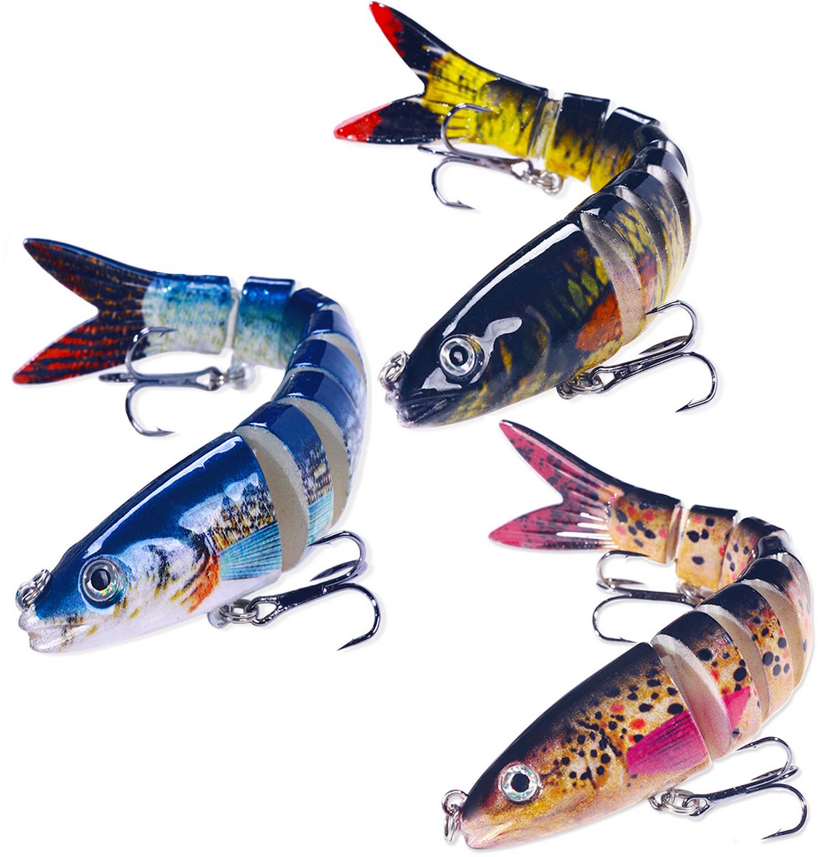 NAXSIR Multi-Jointed Lure, 13,4 cm, 18 g, met 6 haken, zinkend aas, 3 per doos