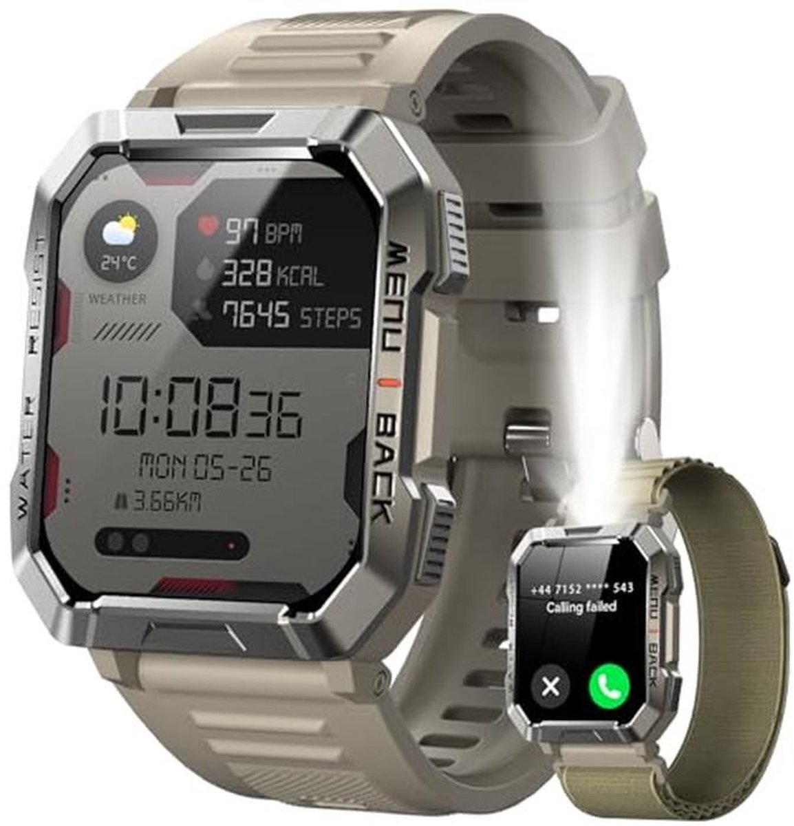 Smartwatch voor Mannen met 100 Dagen Batterijduur en Sportfuncties