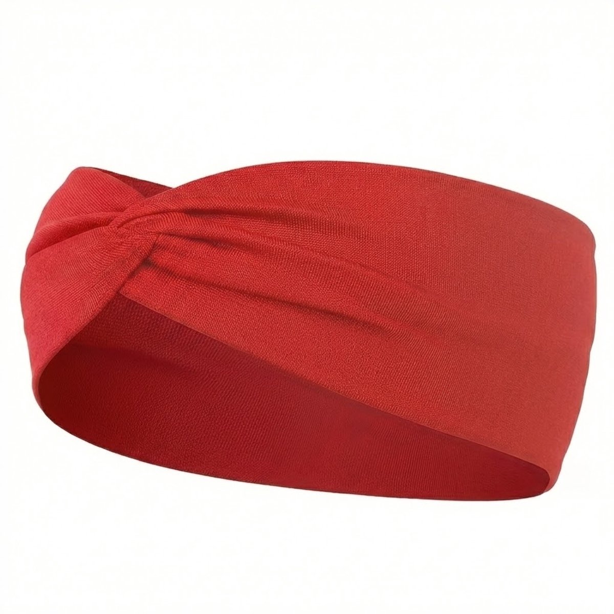 Rode elastische haarband met twistknoop voor dames – brede rekbare hoofdband – opvallend en comfortabel haaraccessoire