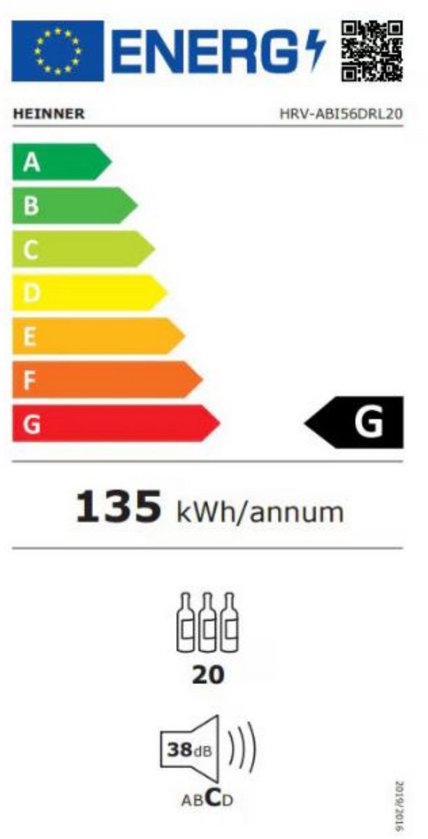 Heinner HRV-ABI56DRL20 Wijnkoelkast 56L - Geschikt voor 20 - afbeelding 2