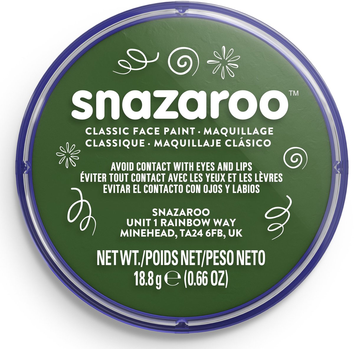 Snazaroo 1118455 - Dark Green - 18ml Aqua Schmink & Kinderschmink voor Kinderen en Volwassenen