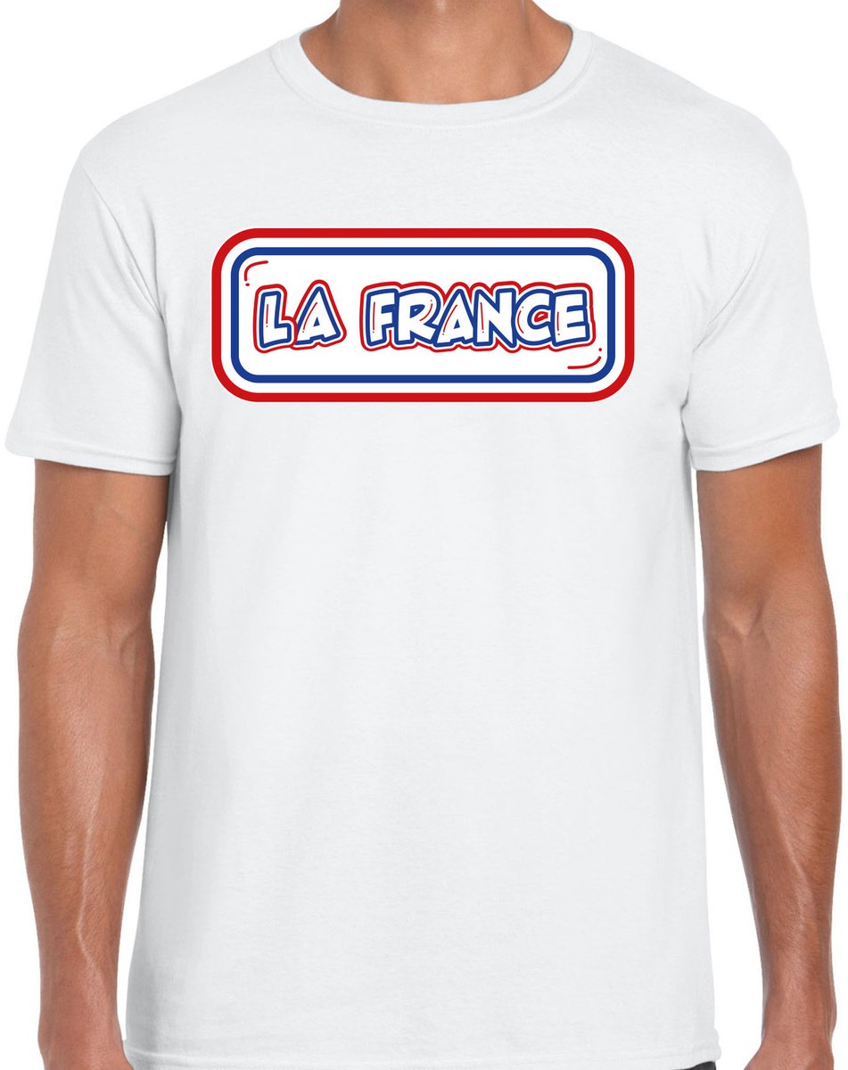 Bellatio Decorations Verkleed T-shirt voor heren - Frankrijk - wit - voetbal supporter - themafeest XL