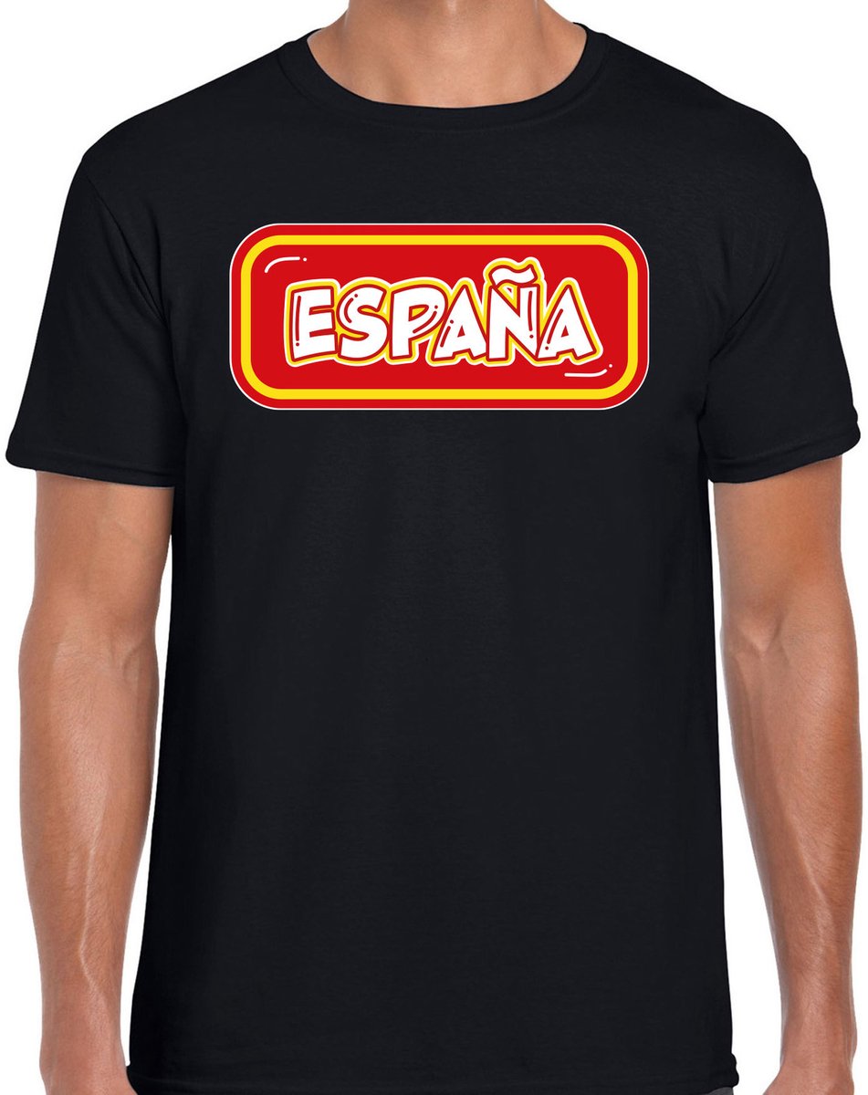 Bellatio Decorations Verkleed T-shirt voor heren - Spanje - zwart - voetbal supporter - themafeest XXL