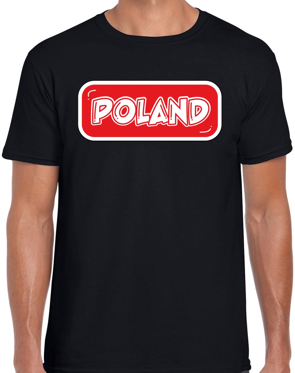 Bellatio Decorations Verkleed T-shirt voor heren - Polen - zwart - voetbal supporter - themafeest L