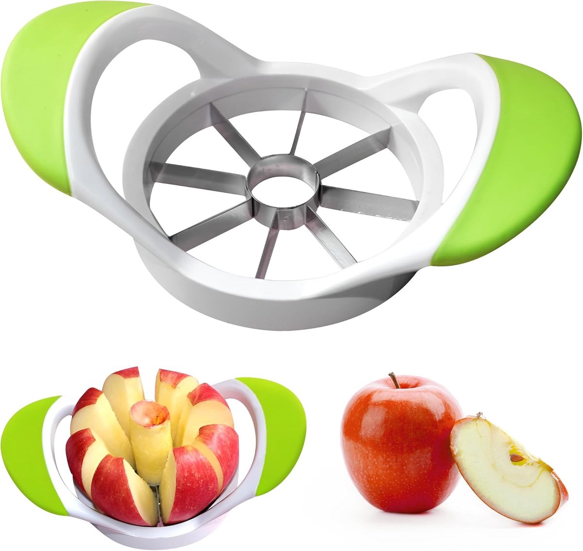 Appelsnijder - Appelontkerner - appelboor - Multifunctionele fruitsnijder - Fruitverdeler - Roestvrij staal - Groen