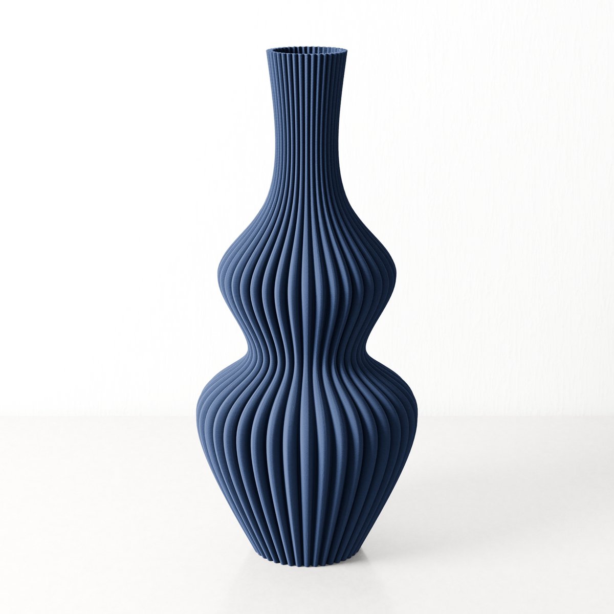 Fleuriek Grote Vaas - Blauw - H50 cm - Vaas voor zijden bloemen - Moderne decoratieve vaas gemaakt van duurzaam kunststof - Geribbelde vaas
