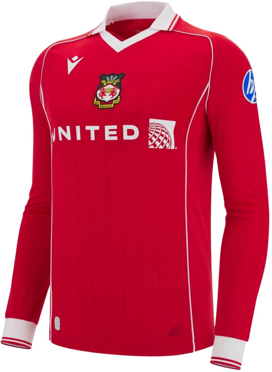 Wrexham AFC Thuisshirt Longsleeve 2025/26 - Wales Voetbalshirt - Wrexham - Longsleeve - Macron - Maat M - Globalsoccershop