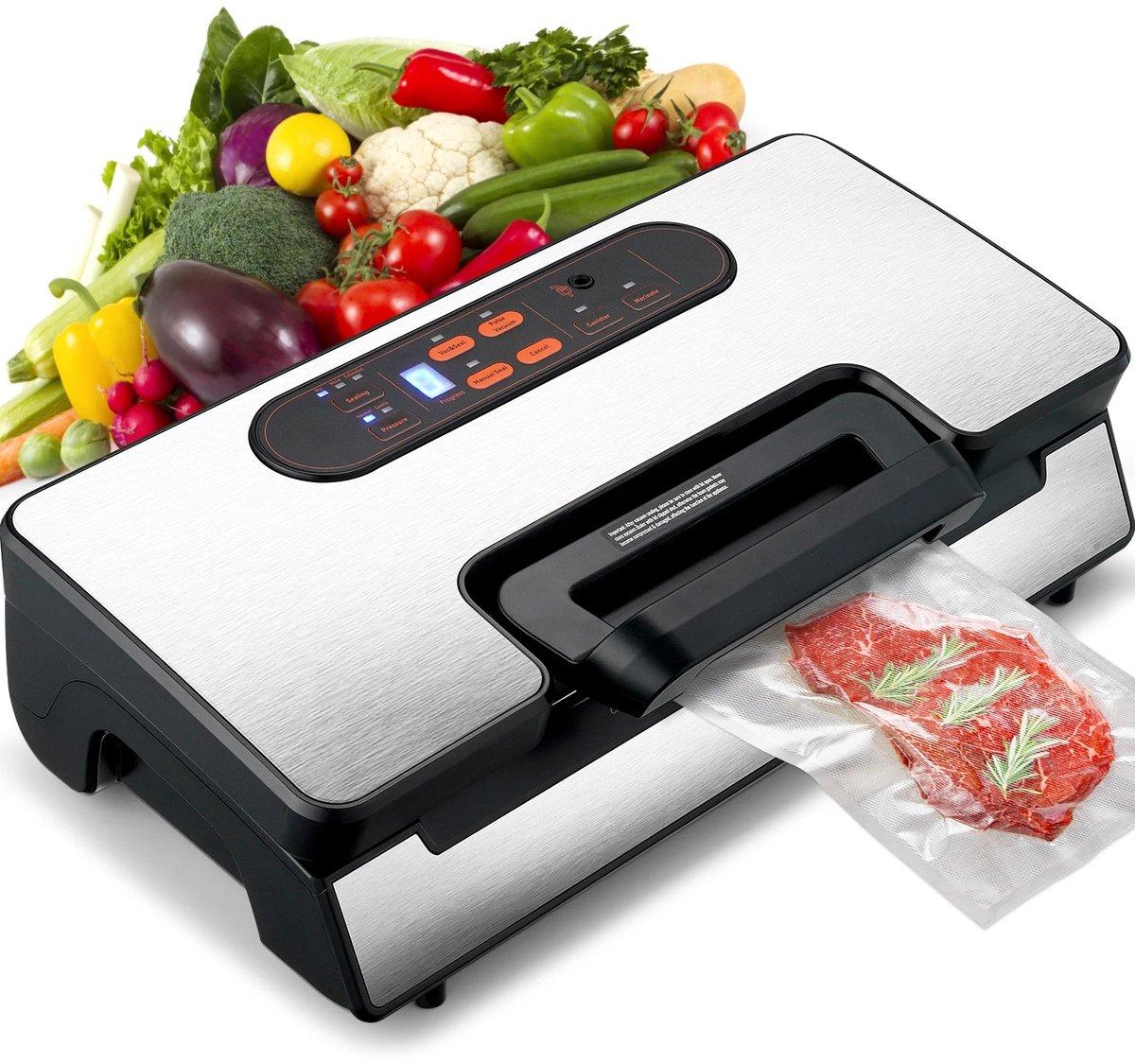 LabelOne Vacumeermachine - Vacuümmachines - Vacuum Sealer - 90Kpa zuigkracht - dubbele vacuümpomp - incl. vacuumzakken - zilver