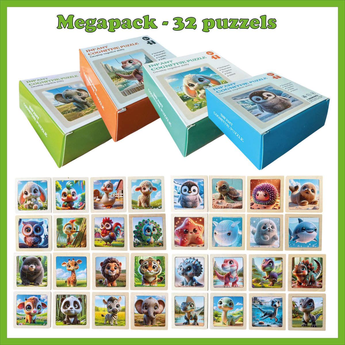Femur - Houten Puzzeltjes - Megapack - Set 32 Stuks - Reiseditie