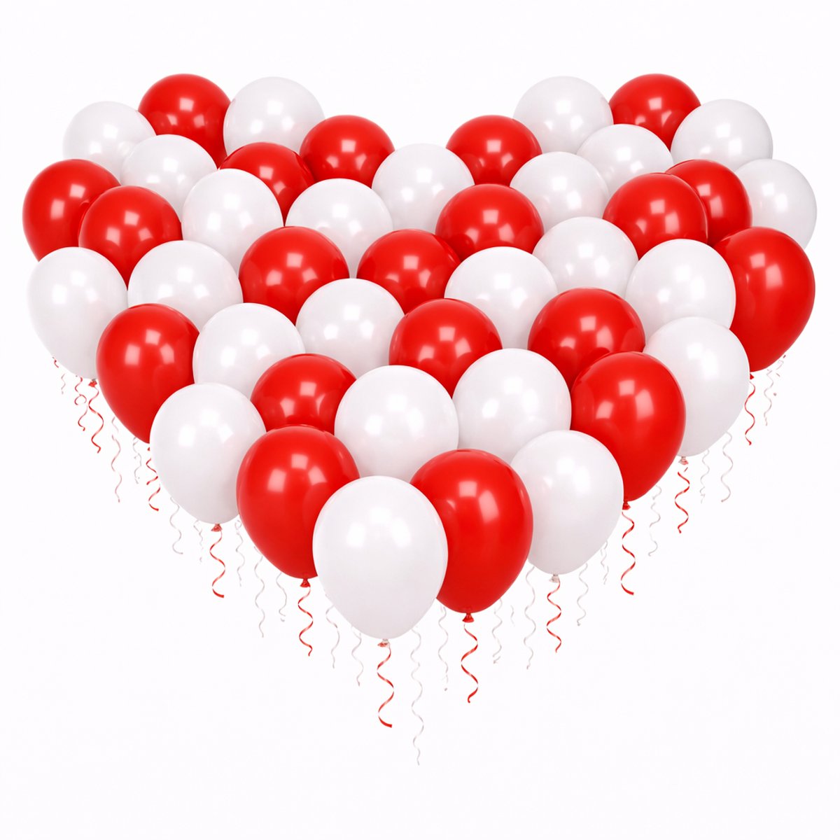 Valentijn Ballonnen Set – 100 Stuks Rood & Wit – Perfect voor Bruiloft & Liefde