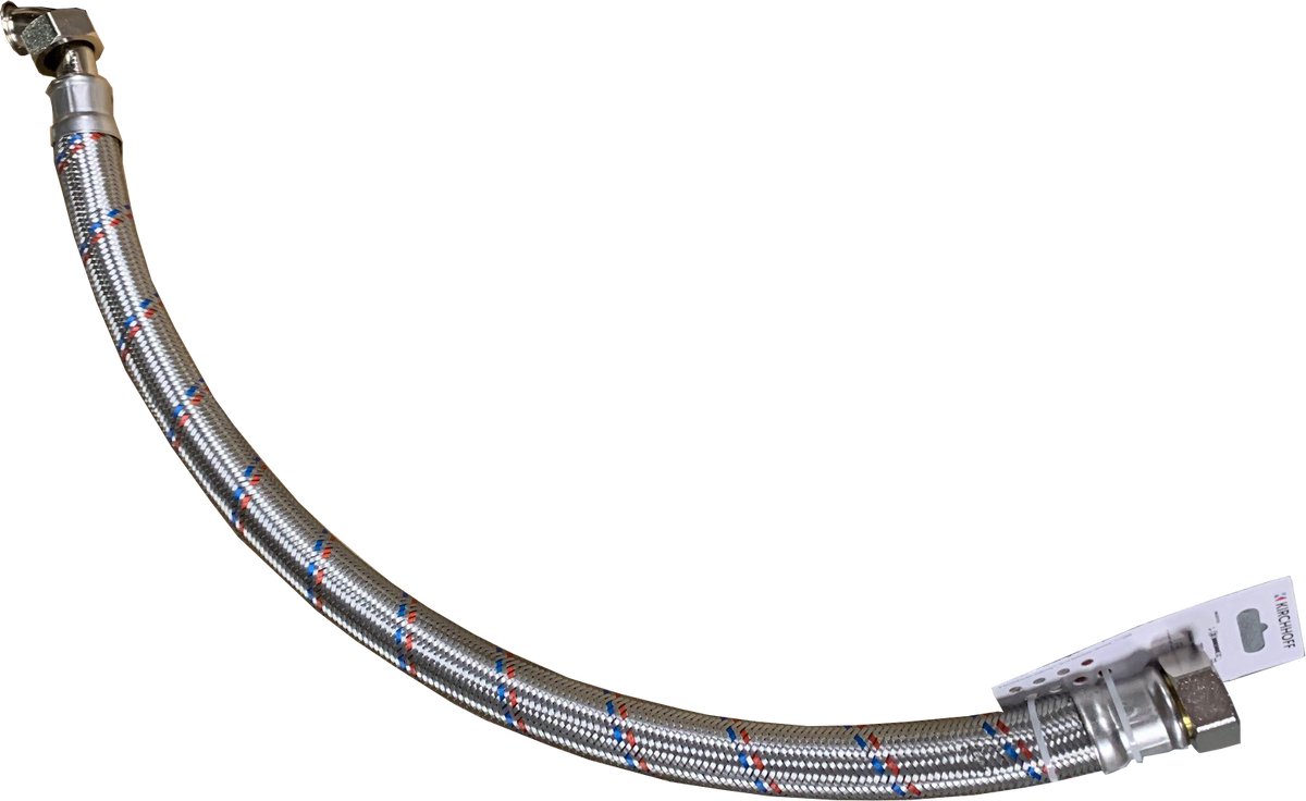 KIRCHHOFF Flexibele Aansluitslang Voor Radiateur, 1"BI x 750 mm x 1"BI, Eenzijdige Hoek Van 90°
