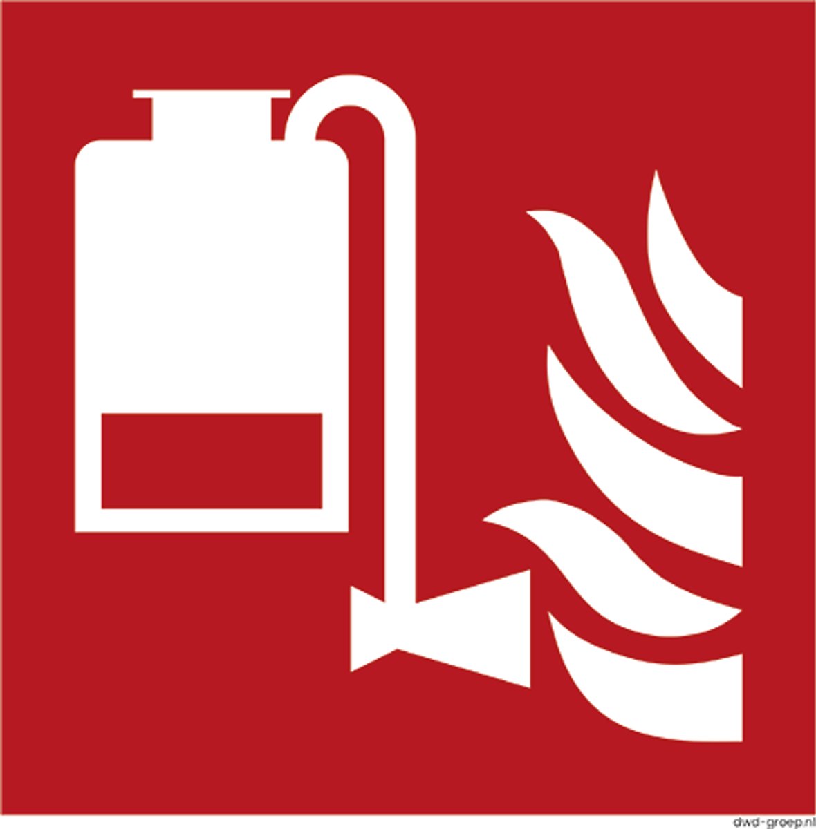 Pictogram draagbare schuimblusser - F010 Sticker – 200x200 mm – ISO 7010 - Vinyl