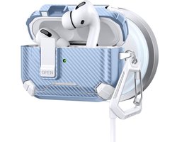 Telestore - AirPods Pro 3 Carbon hard case cover - Carbon hybride licht blauw hoesje Beschermhoes - AirPods pro 3 Cover - hoesje geschikt voor Apple Airpods pro 3 - licht blauw - Carbon hard cover - met MagSafe functie