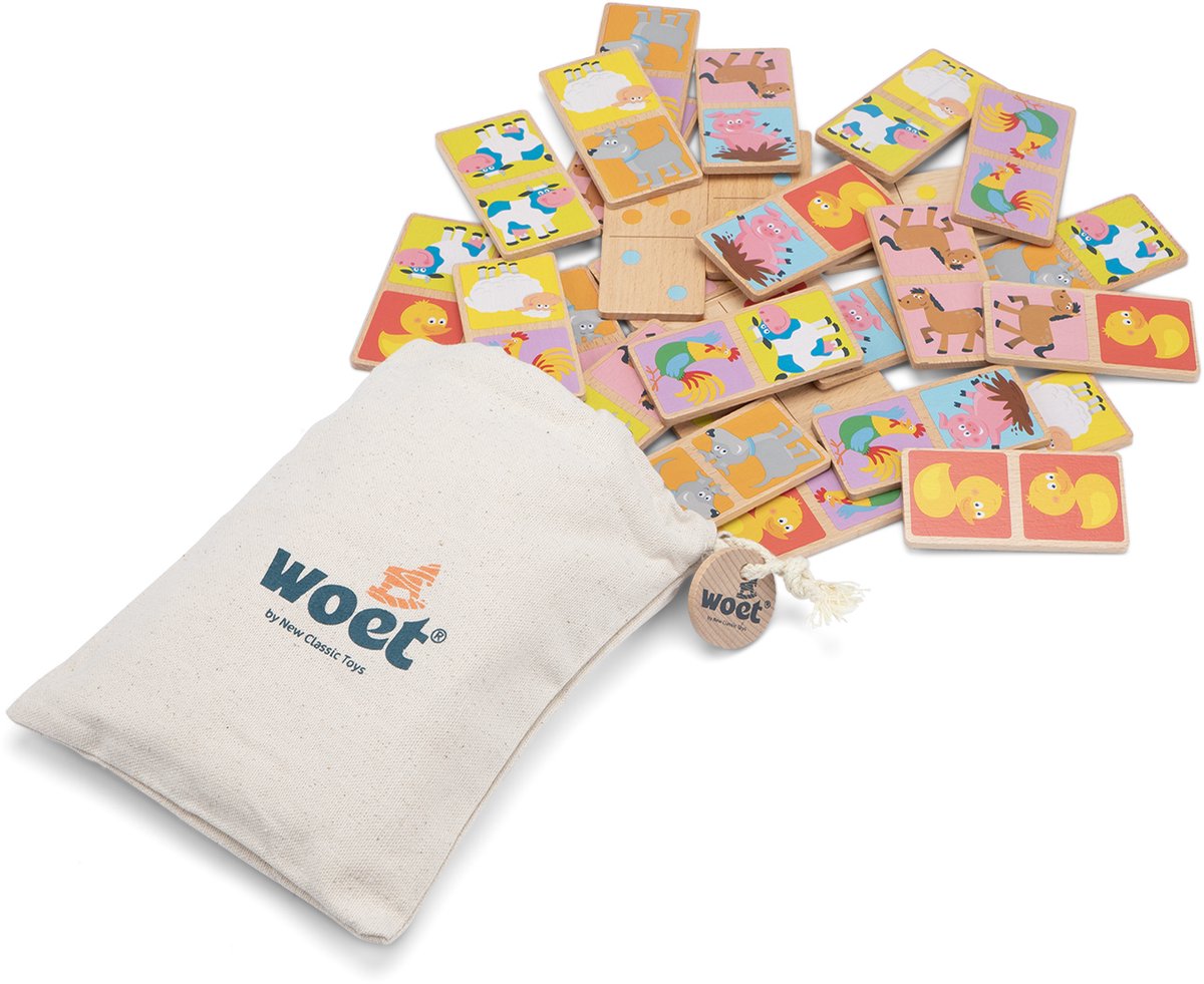 Woet® Houten Domino Spel met Dieren - Spelletjes voor Kinderen - FSC - Inclusief Opbergzak - Educatief Speelgoed - Vanaf 2 Jaar — afbeelding 5