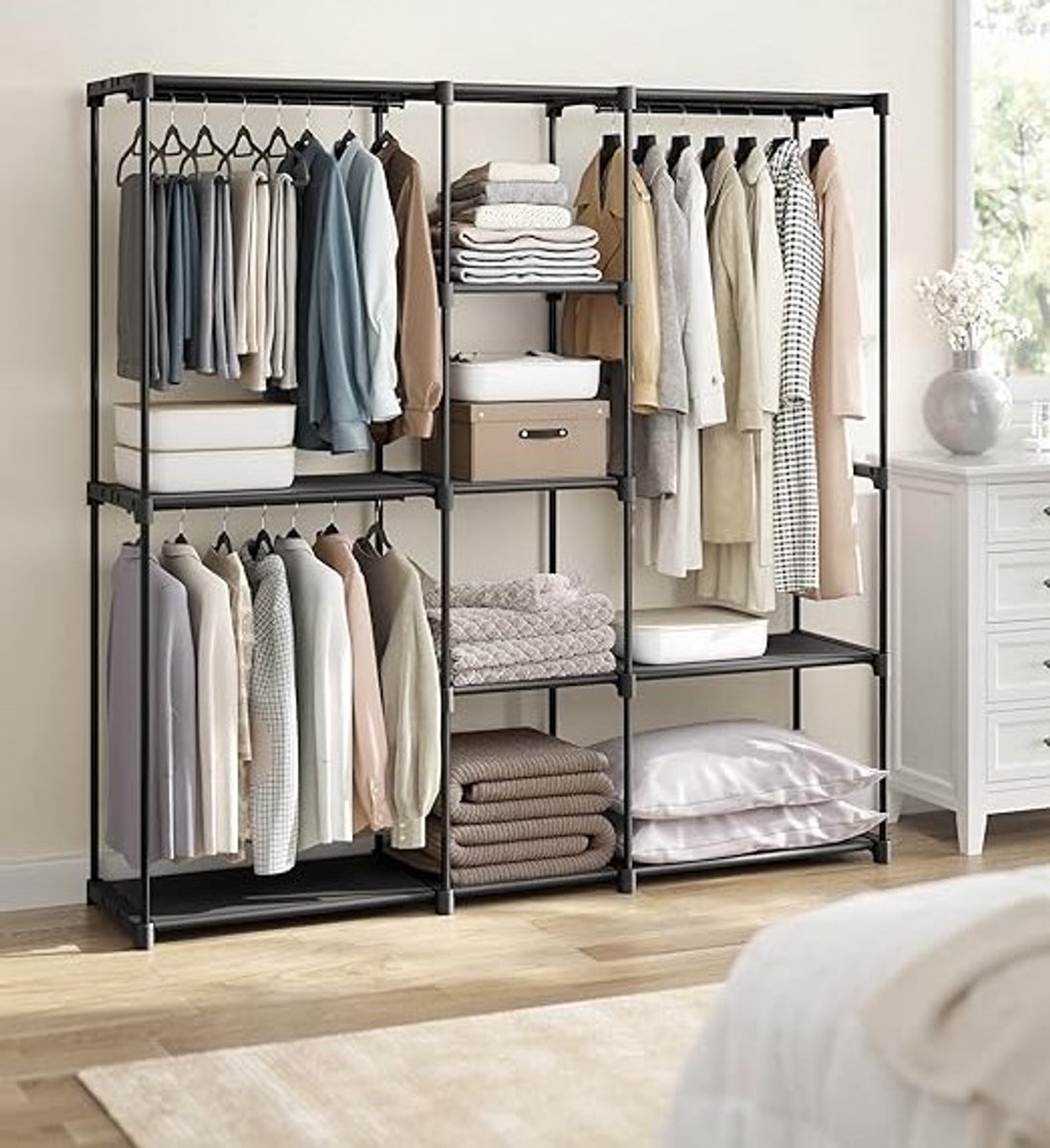 Vrijstaande Kledingkast – 182×43×182 cm – Met Kledingroedes & Planken – Hoge Opbergcapaciteit