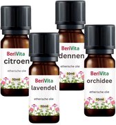 Wassen Geurolie 4x10ml Etherische Olie Set - Natuurlijke Wasparfum - Lavendelolie 10ml, Dennenolie 10ml, Citroenolie 10ml en Orchidee Olie 10ml