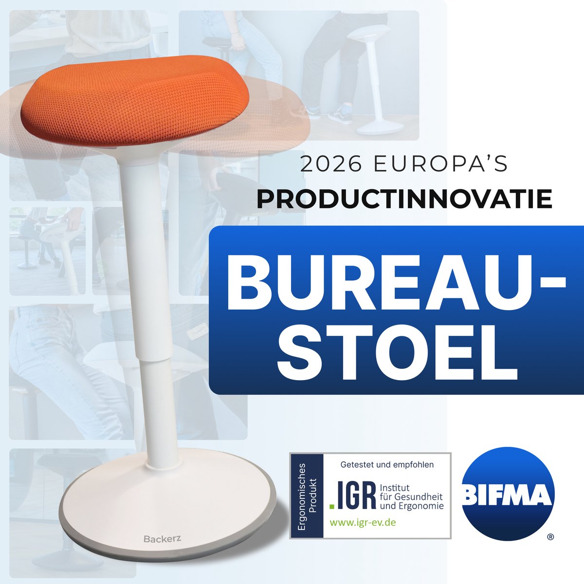 Backerz Wiebelkruk - Ergonomische Wiebel Stoel hoogte 40-60cm - Balanskruk - Zit Sta kruk - Zadelkruk Oranje