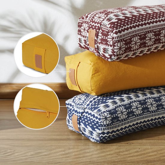 #DoYourYoga - Hoekig Yoga bolster - »Paravati« - Meditatiekussen met bio-organische Spelt vulling - L67 cm & diam.13 cm - indisch geel van #DoYourYoga — afbeelding 4