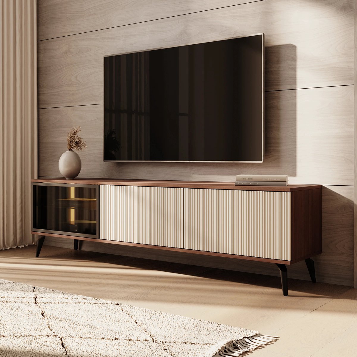 Meubella - Riverhead - TV-Meubel - Beige/Eiken - 180 cm