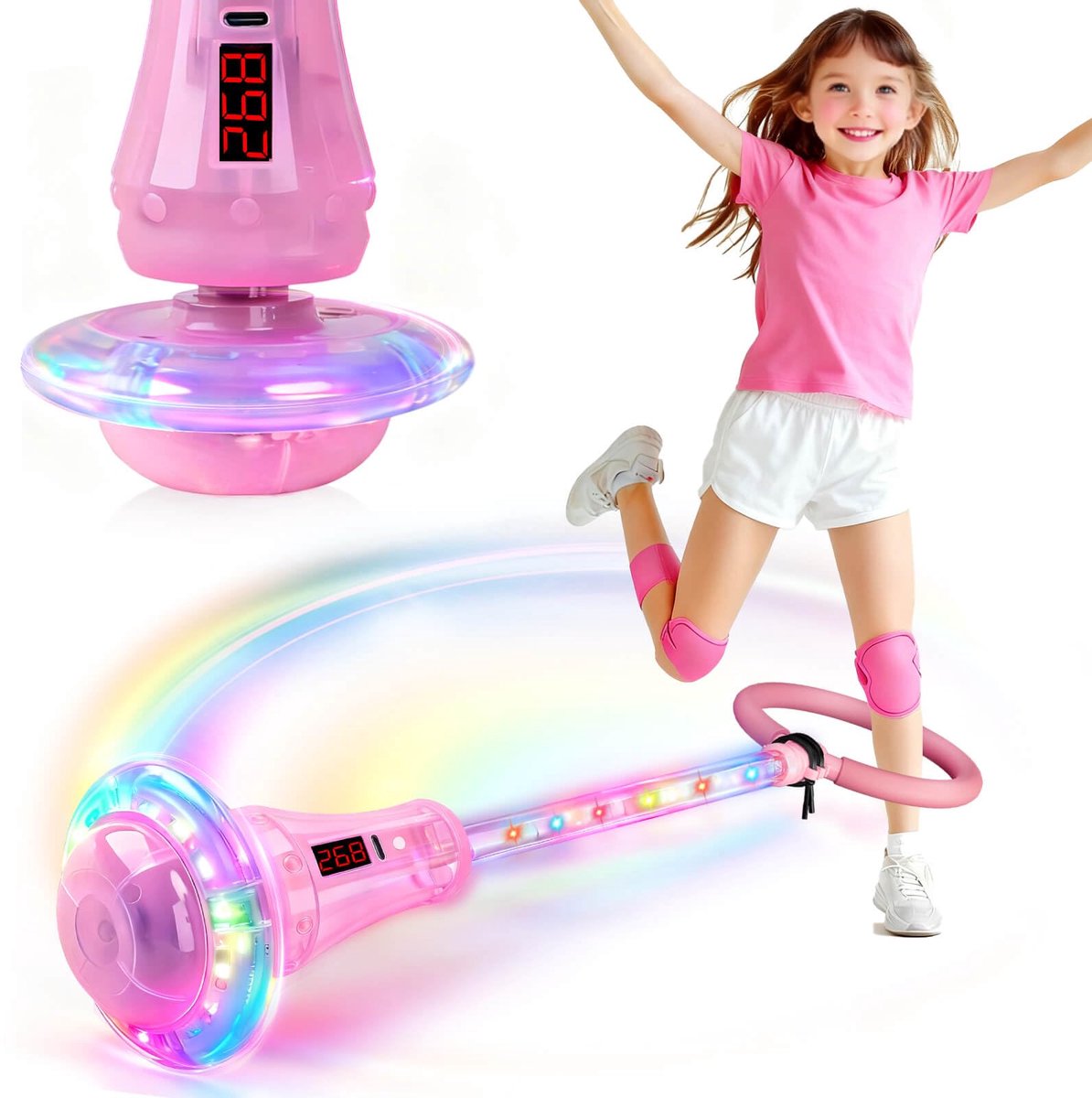 YYchan Dance Wheel - Swing wiel met licht - geïntegreerde teller - telt rotaties tijdens het bewegen - Roze