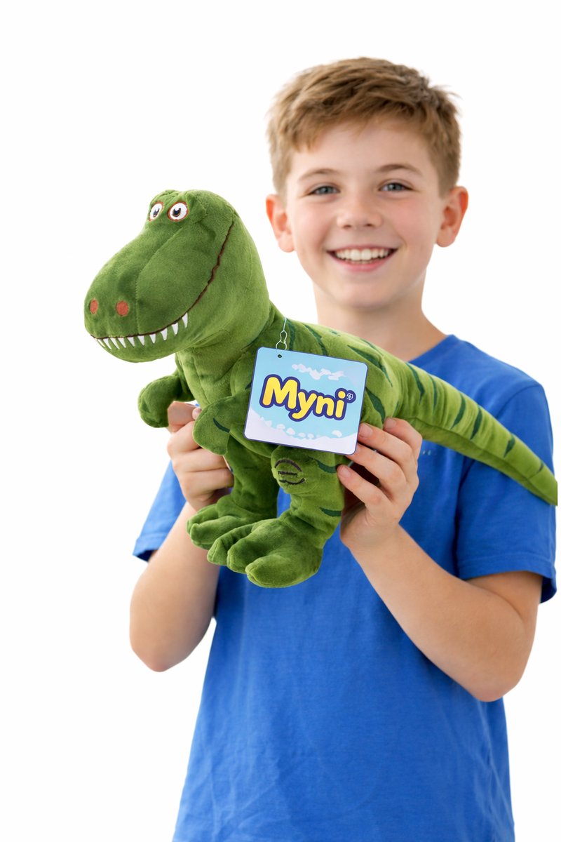 Myni® Dino Knuffel T-Rex – Pluche Dinosaurus – 40 cm – Groen – Cadeau voor Jongen & Meisje